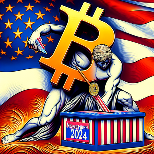 Bitcoin and Donald Trump wins the election in November 2024 (usa Flag)