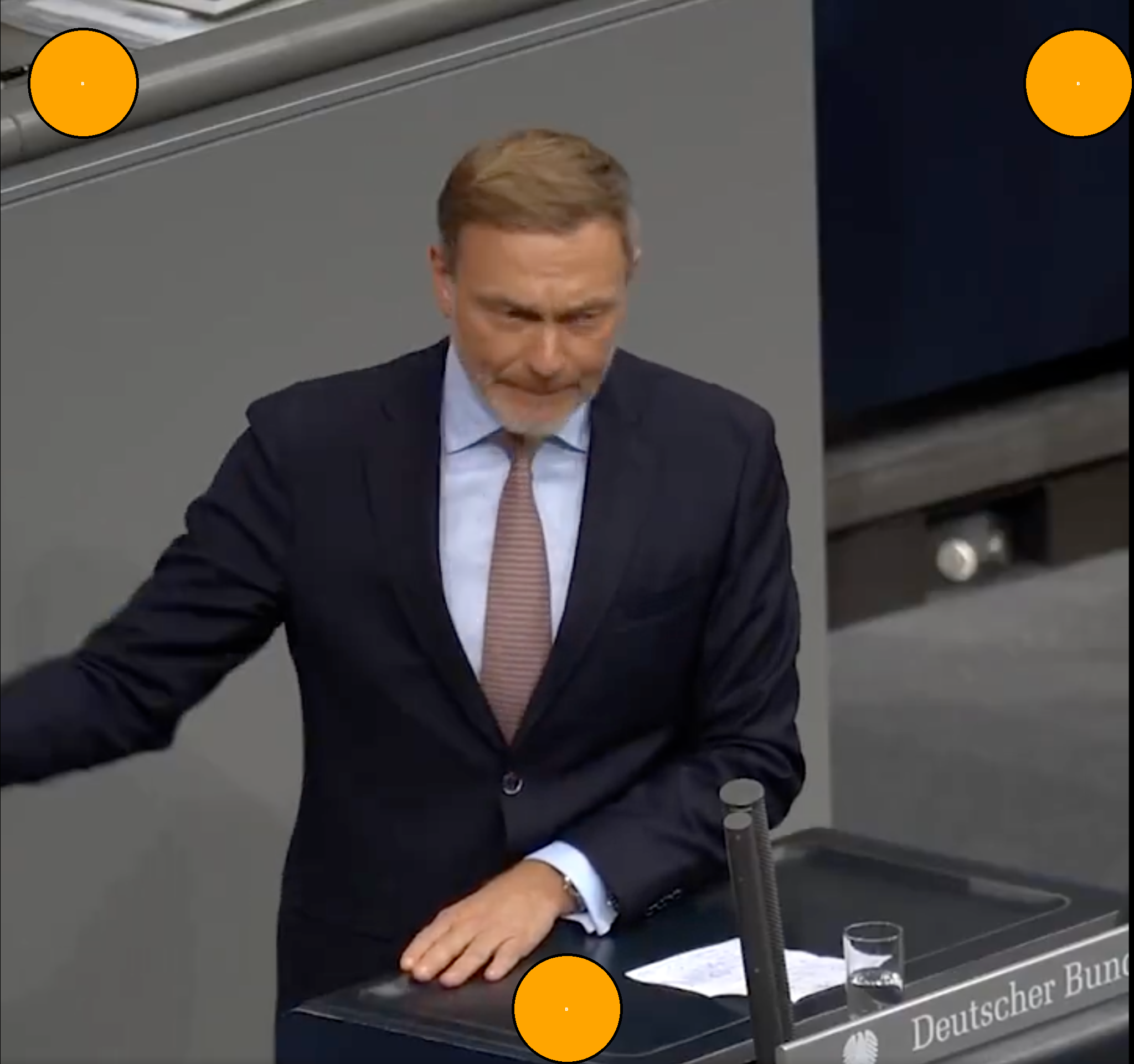 Christian Lindner giving a speech at the Bundestag podium with prominent Bitcoin logos, symbolizing the discussion of Bitcoin opportunities in Germany's political landscape.